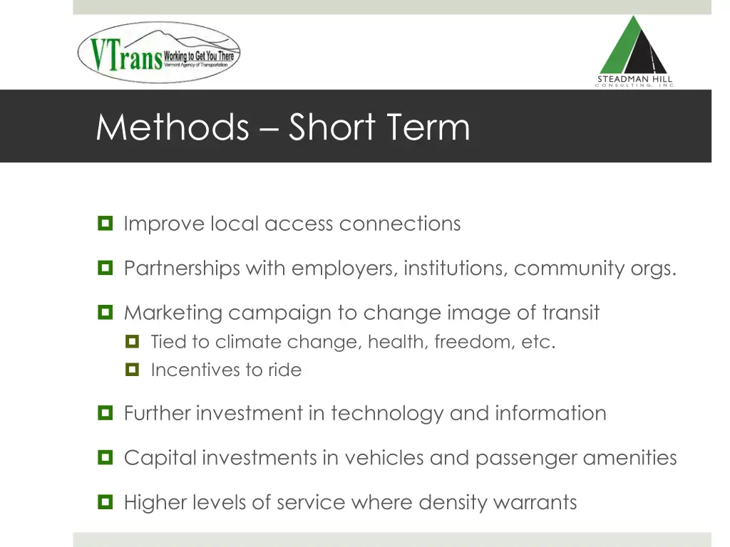 methods short term