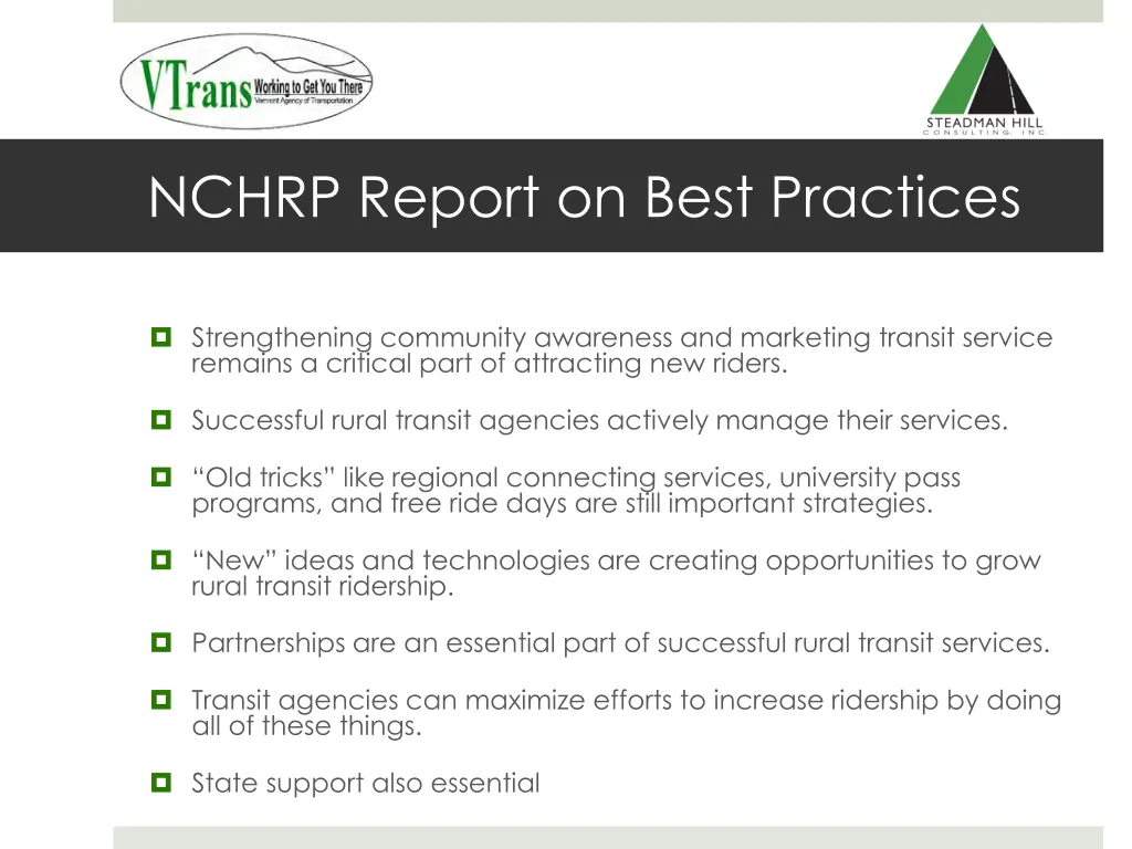 nchrp report on best practices