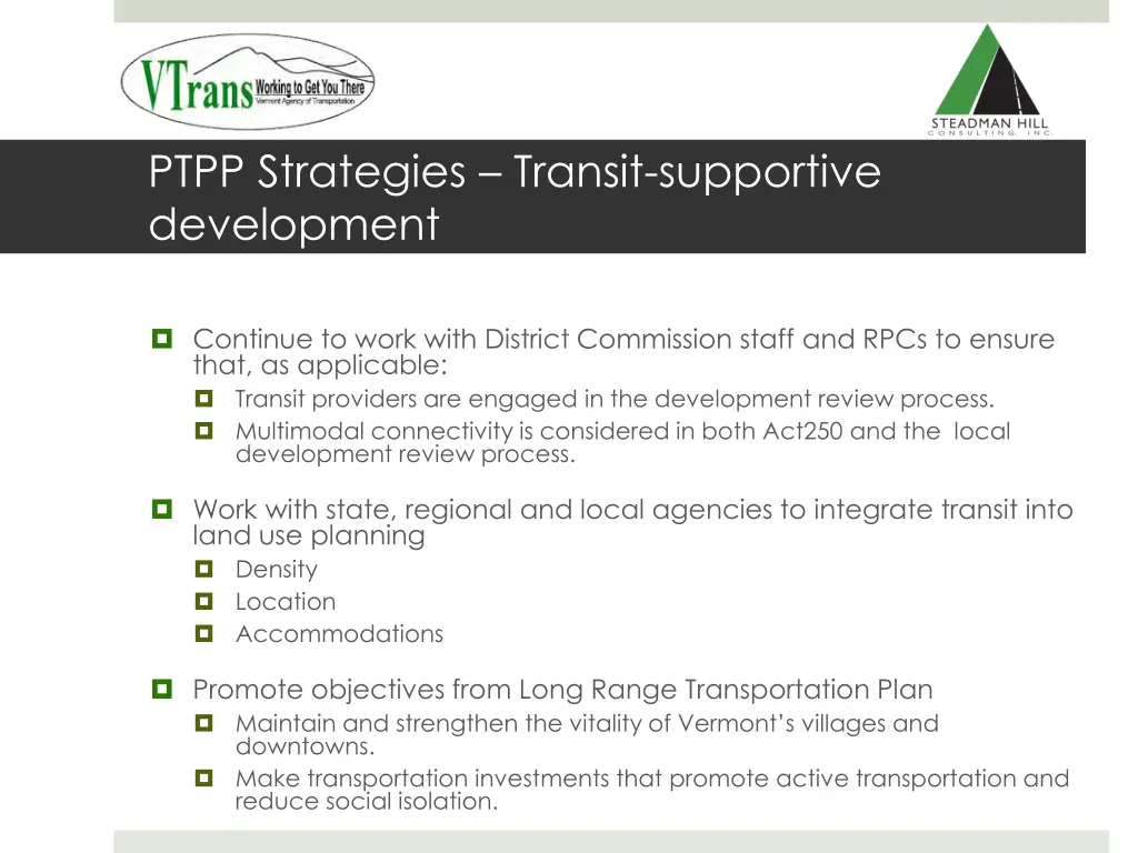 ptpp strategies transit supportive development