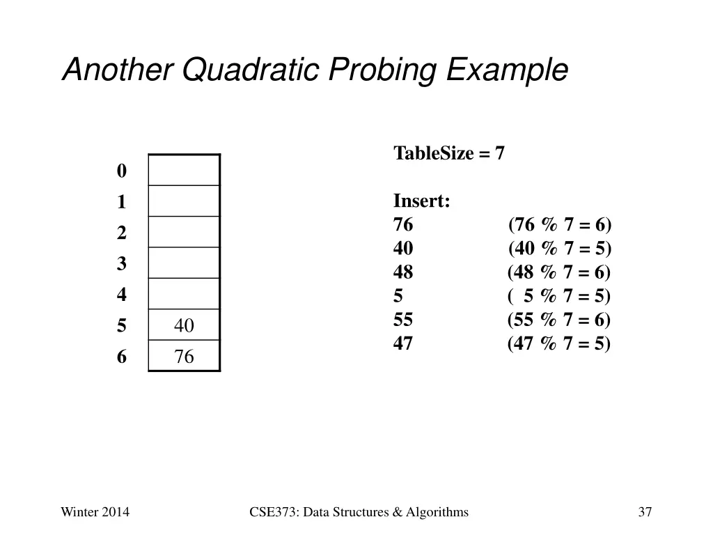 another quadratic probing example 2