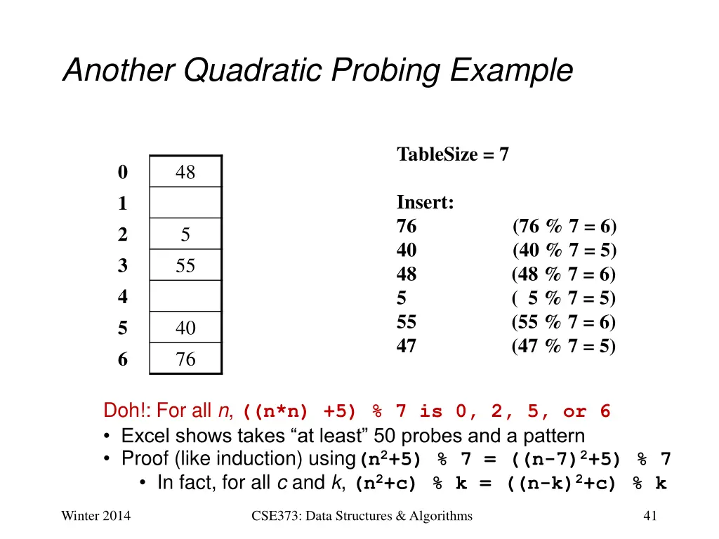 another quadratic probing example 6