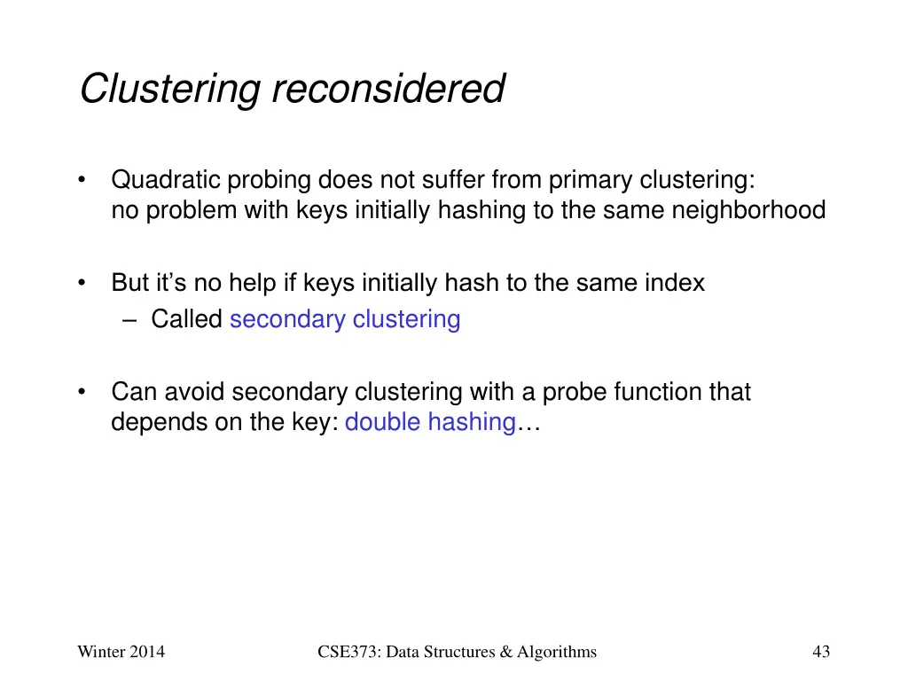 clustering reconsidered