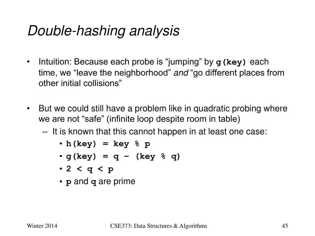 double hashing analysis