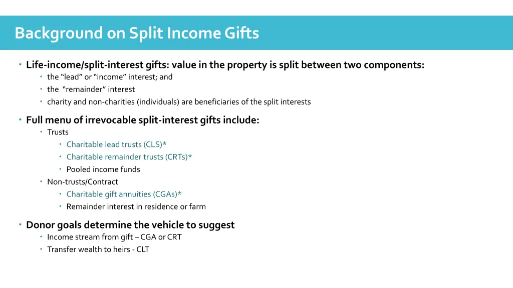 background on split income gifts