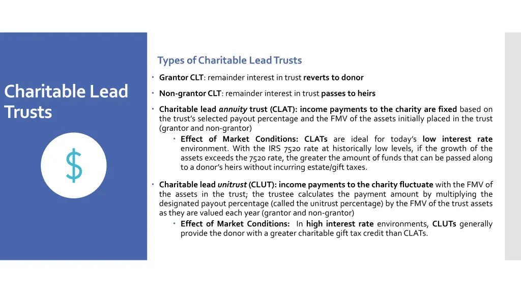 types of charitable lead trusts