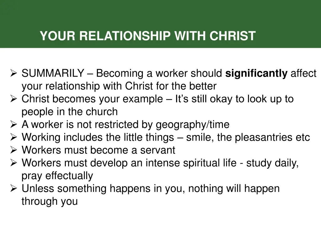 your relationship with christ