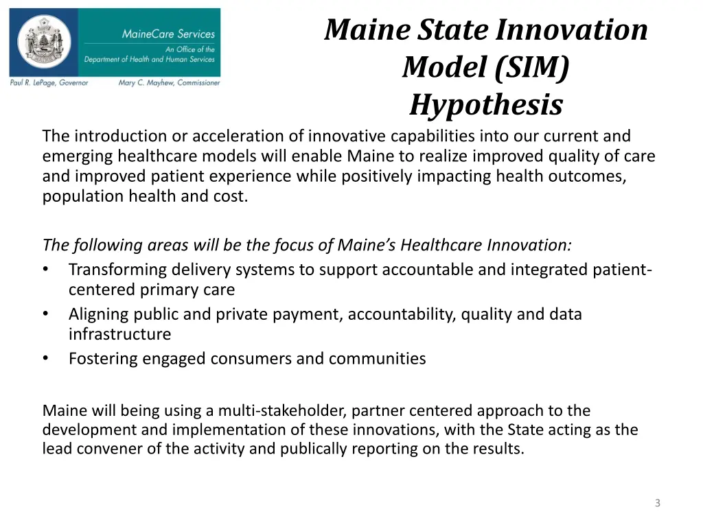 maine state innovation model sim hypothesis