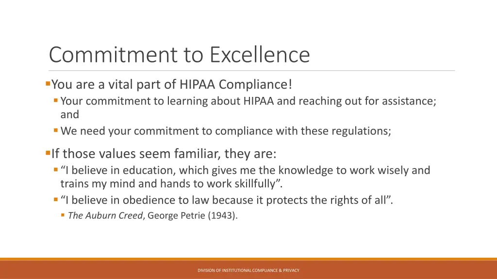 commitment to excellence