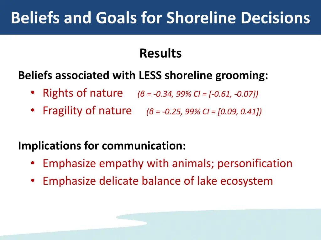 beliefs and goals for shoreline decisions 1