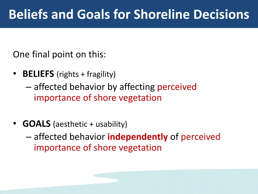 beliefs and goals for shoreline decisions 3