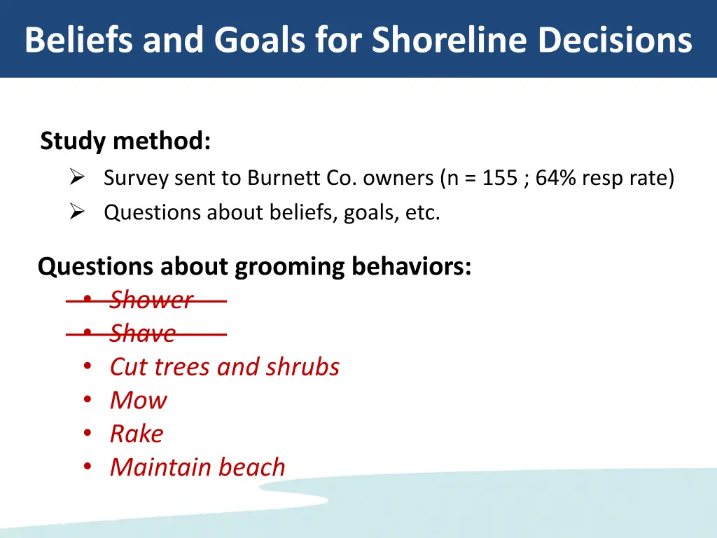 beliefs and goals for shoreline decisions