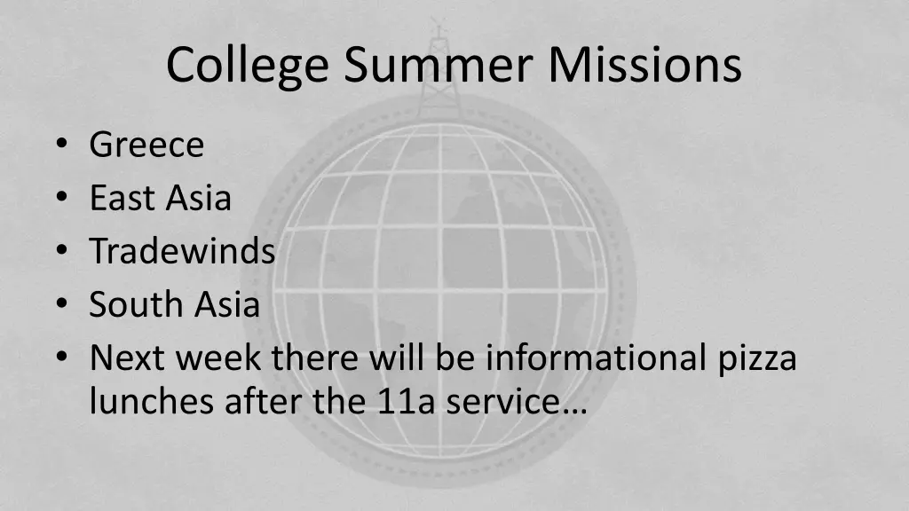 college summer missions