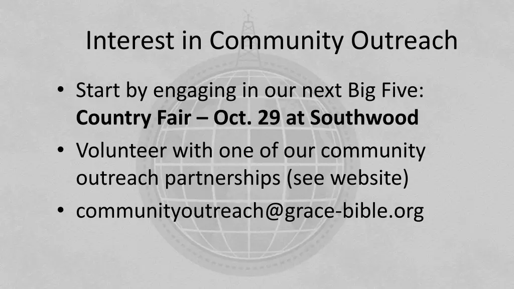 interest in community outreach