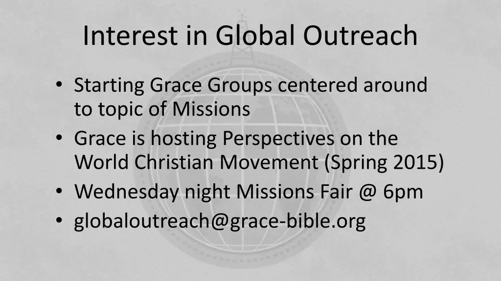 interest in global outreach