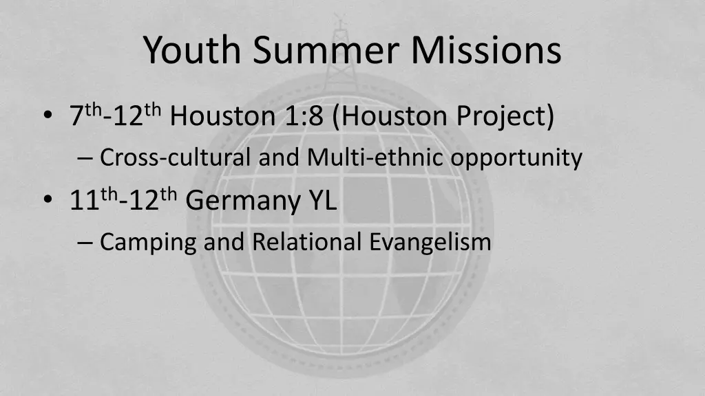 youth summer missions