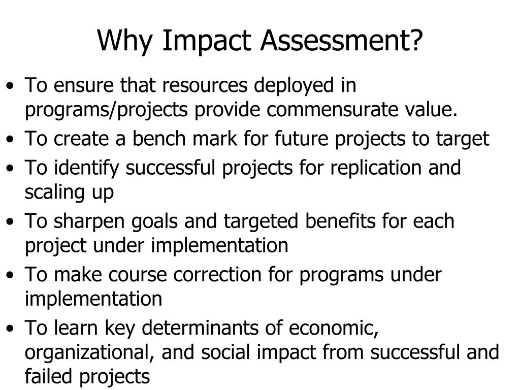 why impact assessment
