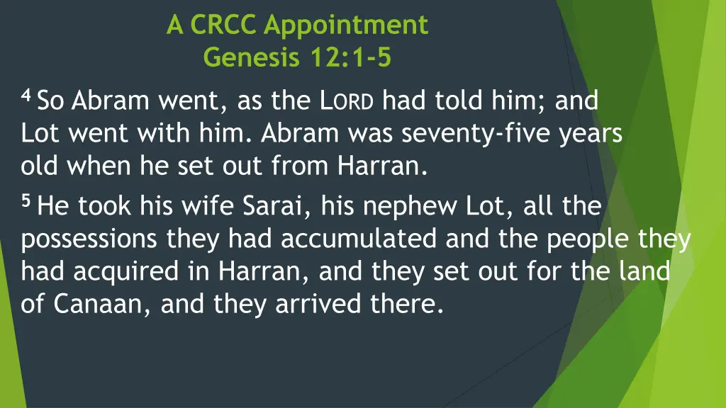 a crcc appointment genesis 12 1 5 1