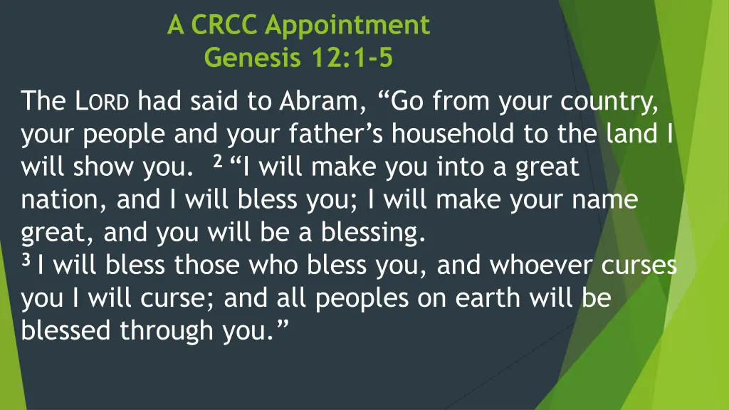 a crcc appointment genesis 12 1 5