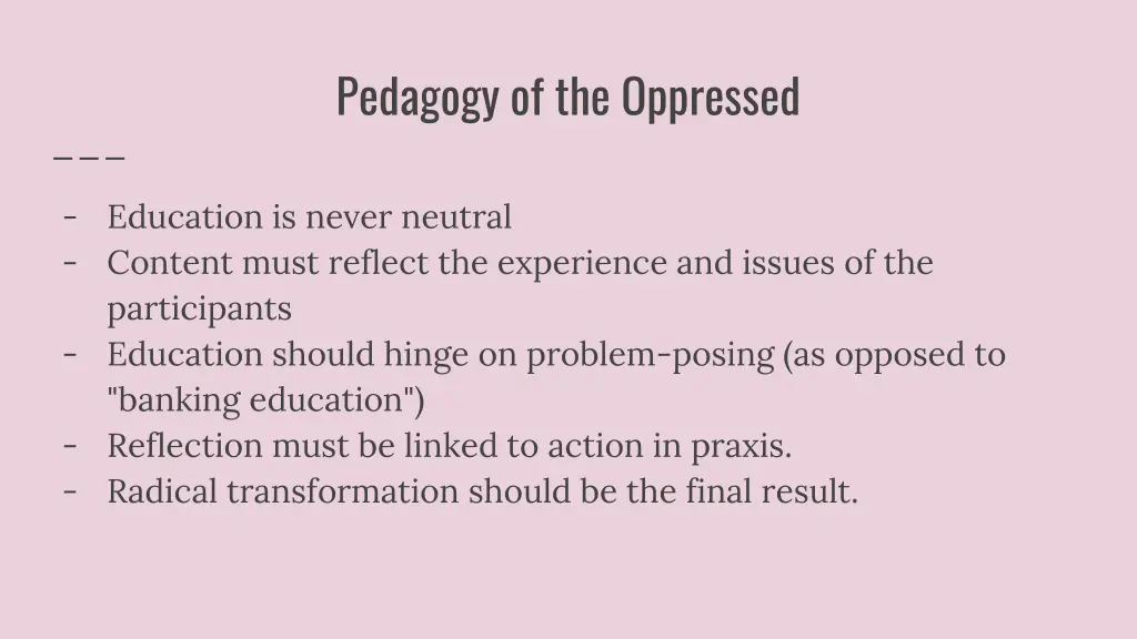 pedagogy of the oppressed