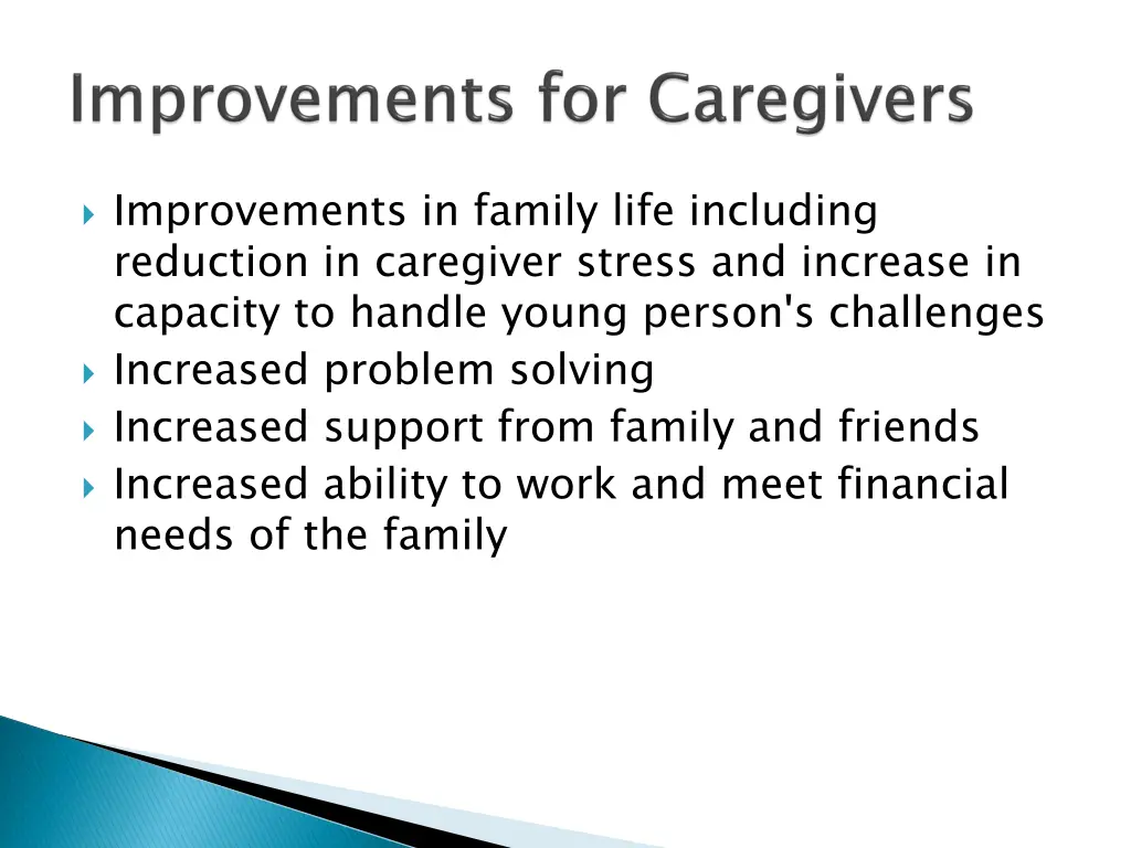 improvements in family life including reduction