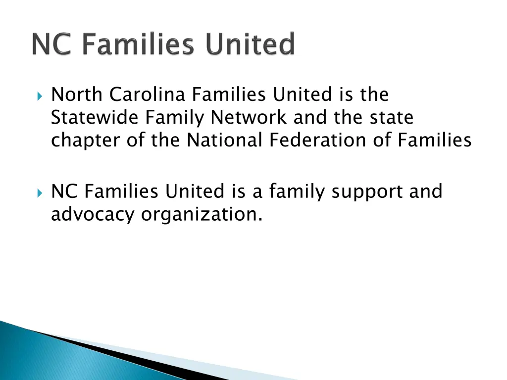 north carolina families united is the statewide