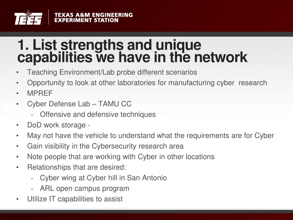 1 list strengths and unique capabilities we have