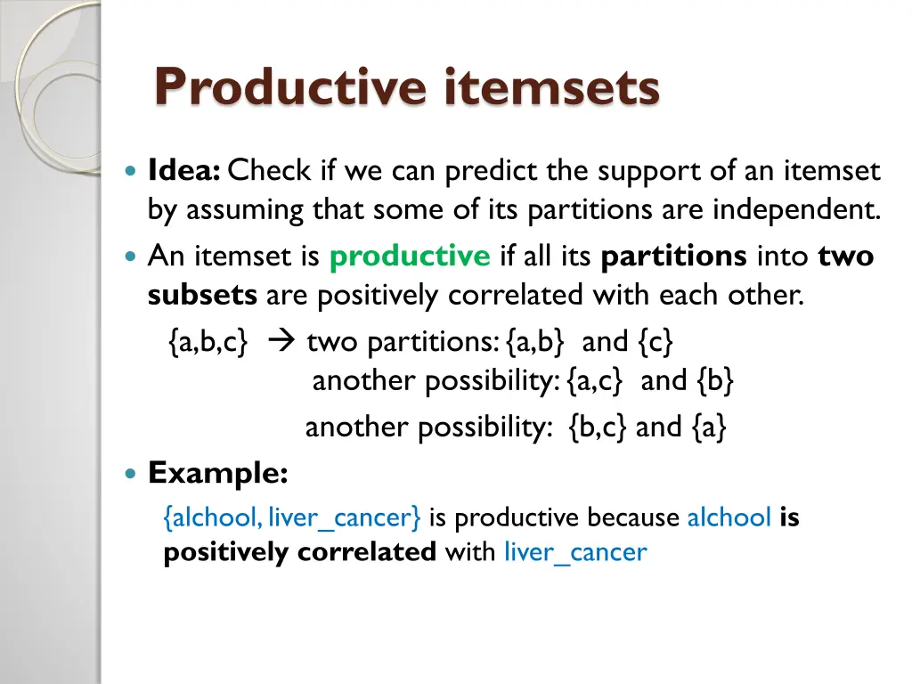 productive itemsets