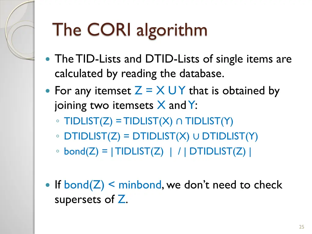 the cori algorithm 1