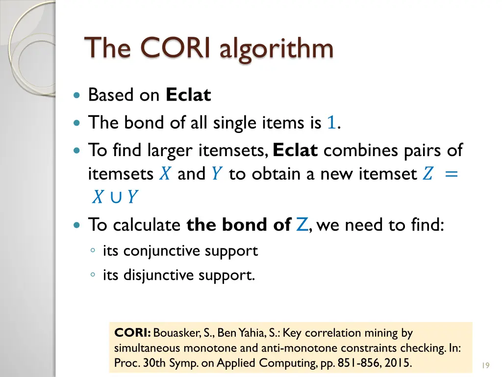 the cori algorithm