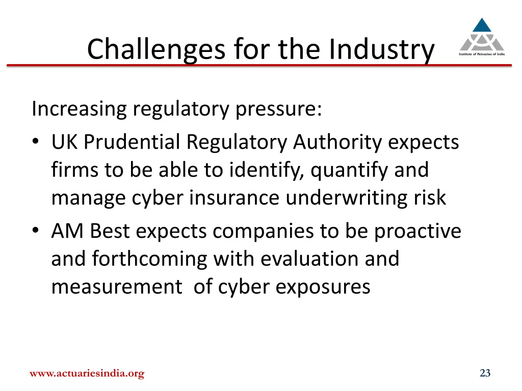 challenges for the industry