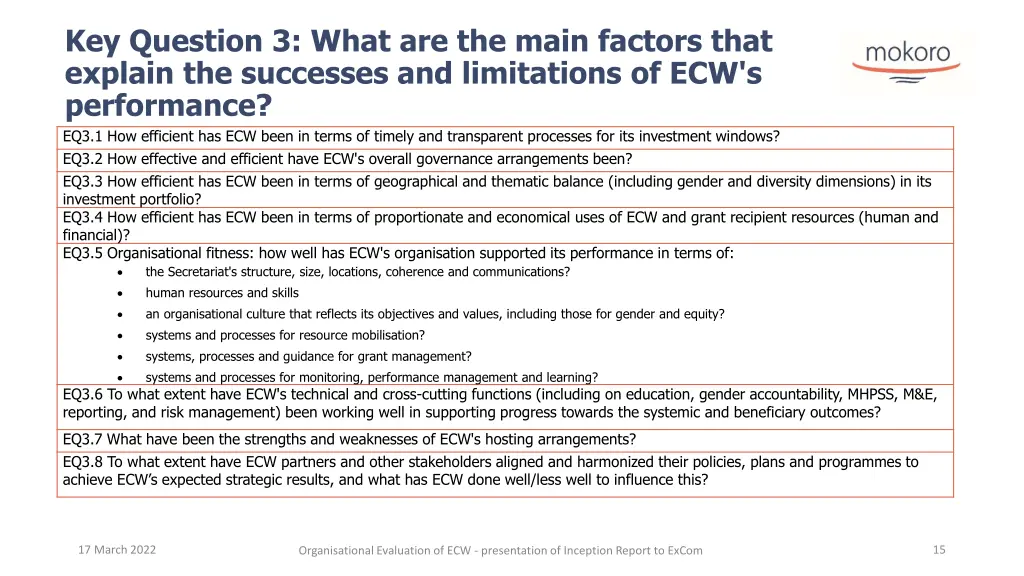 key question 3 what are the main factors that