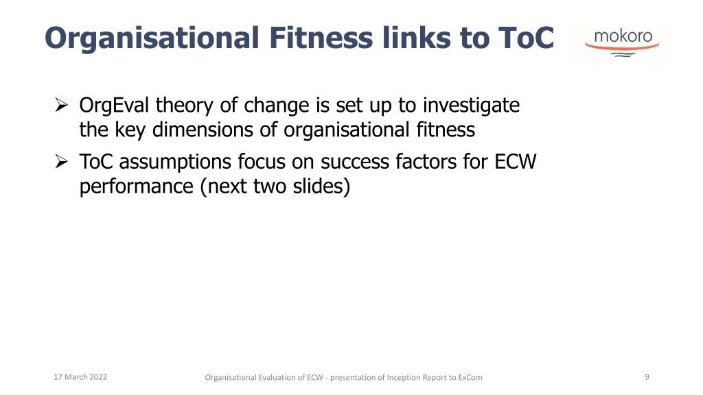 organisational fitness links to toc