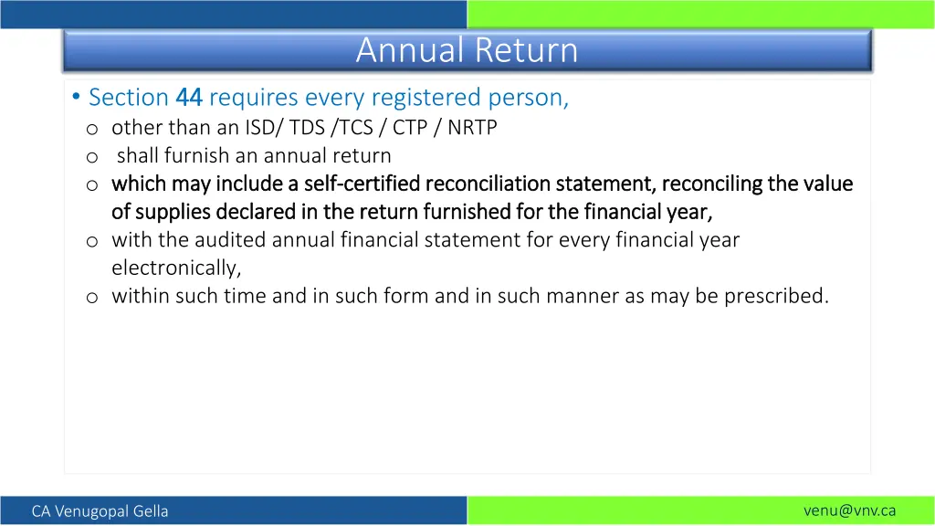 annual return
