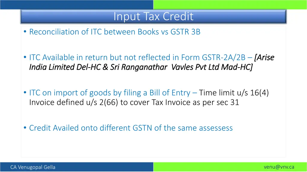 input tax credit