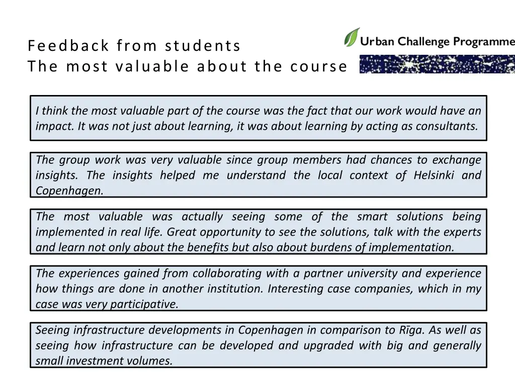 feedback from students the most valuable about