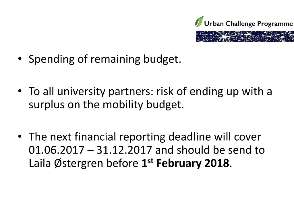 spending of remaining budget