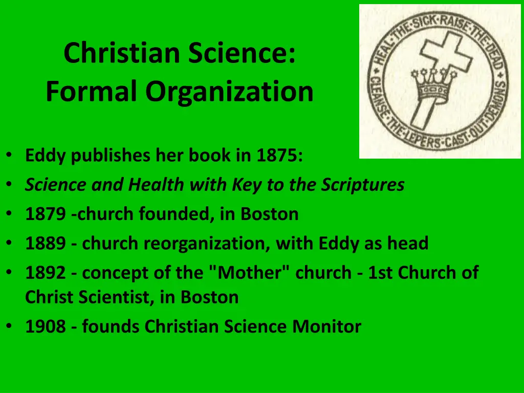christian science formal organization