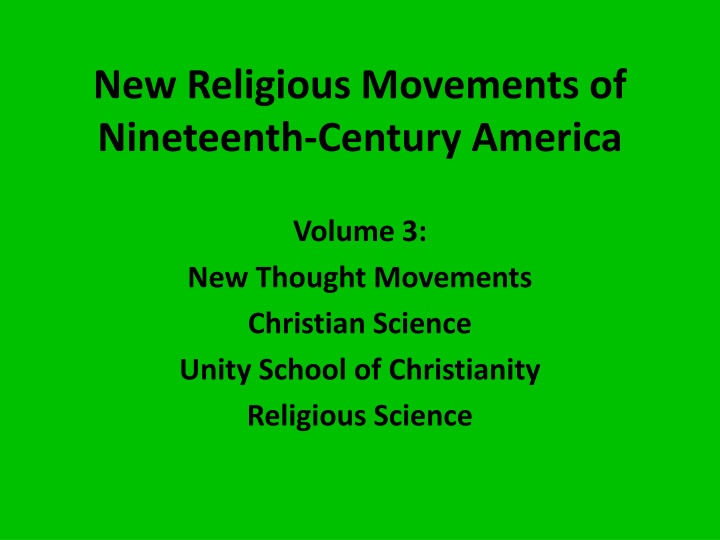new religious movements of nineteenth century