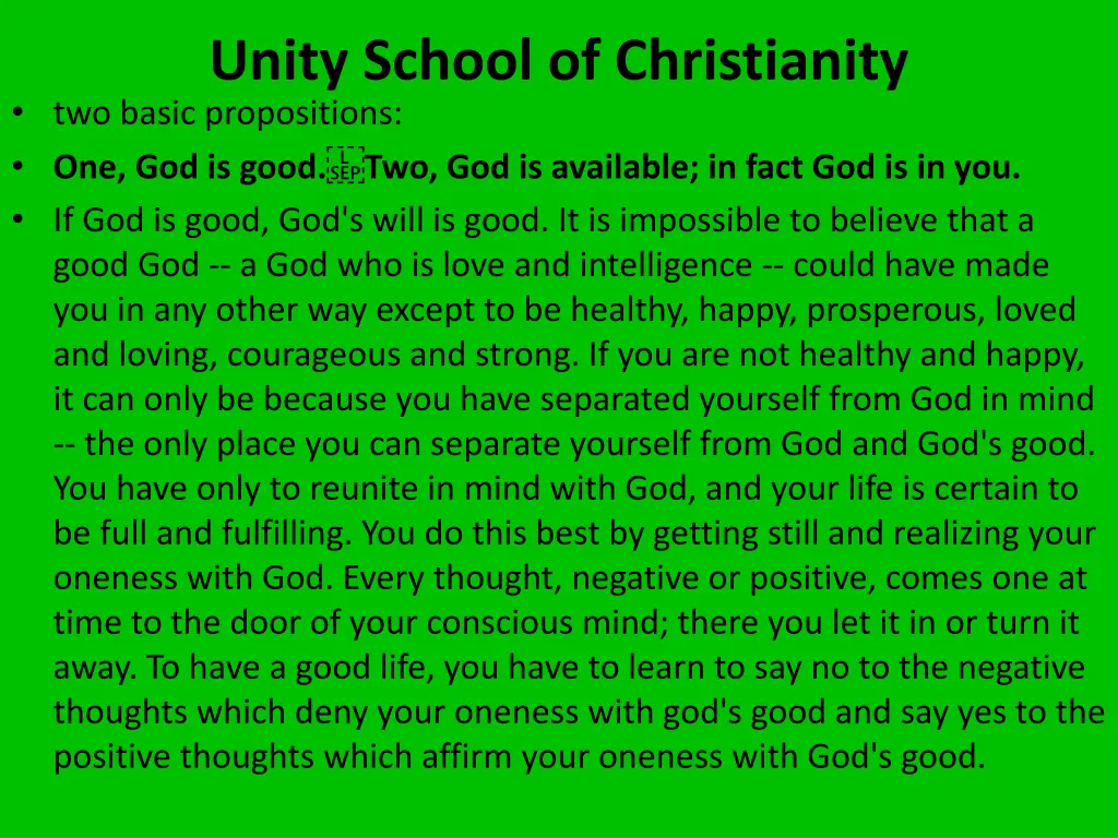 unity school of christianity two basic