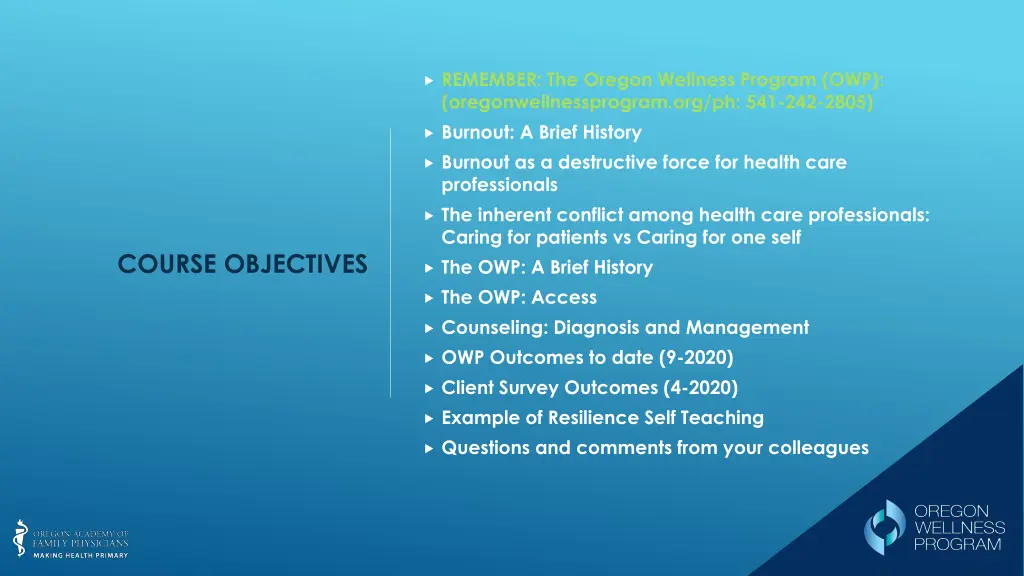 remember the oregon wellness program