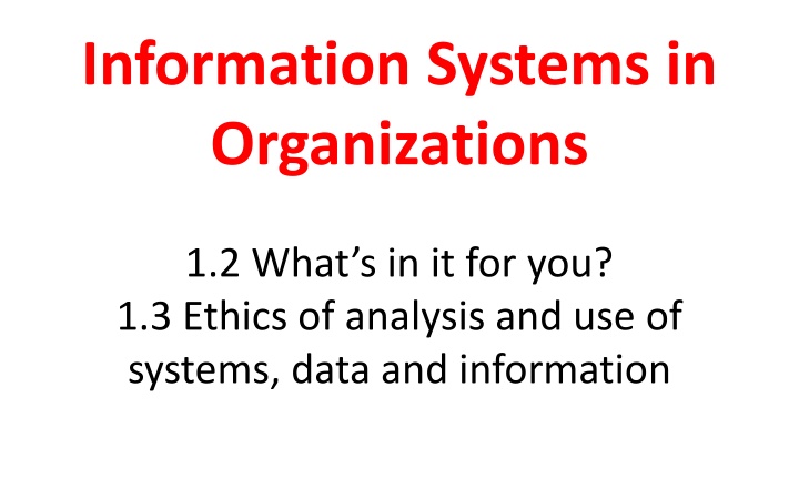 information systems in organizations