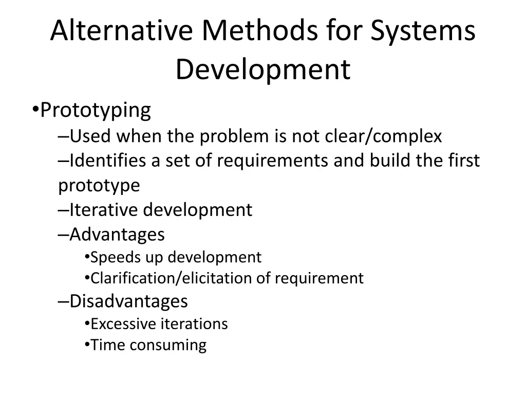 alternative methods for systems development