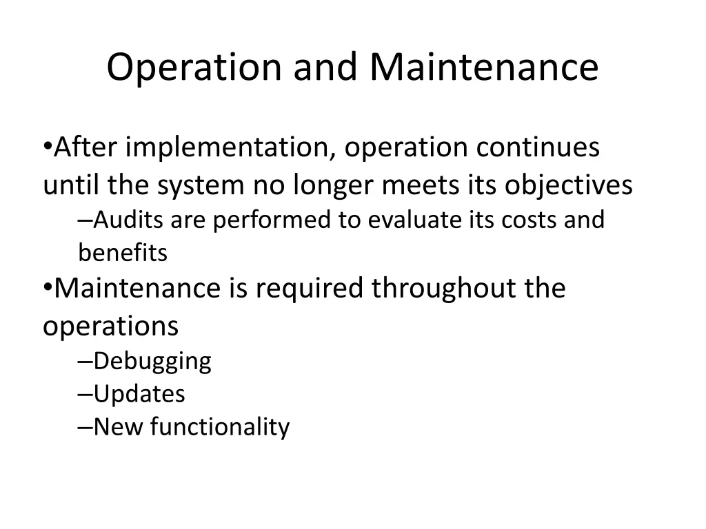 operation and maintenance