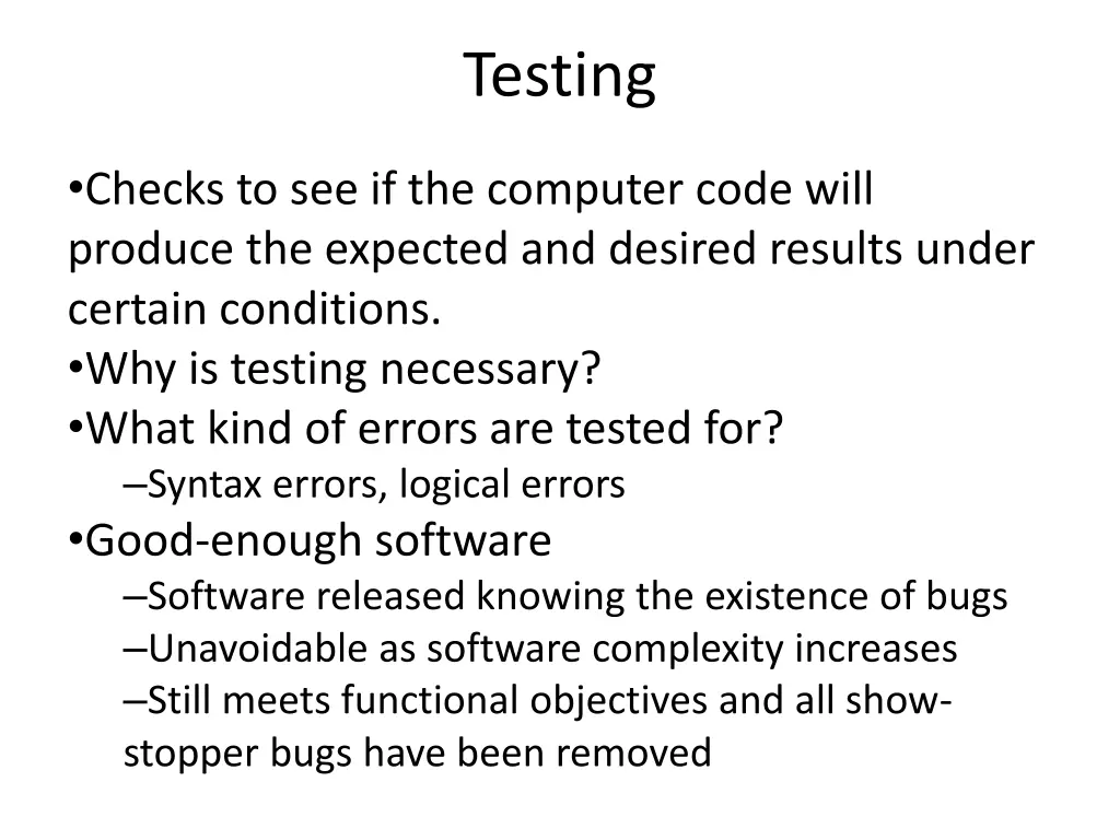 testing