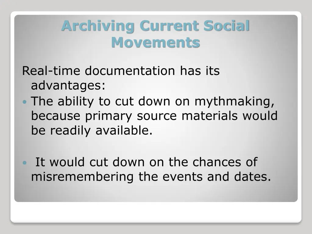 archiving current social movements