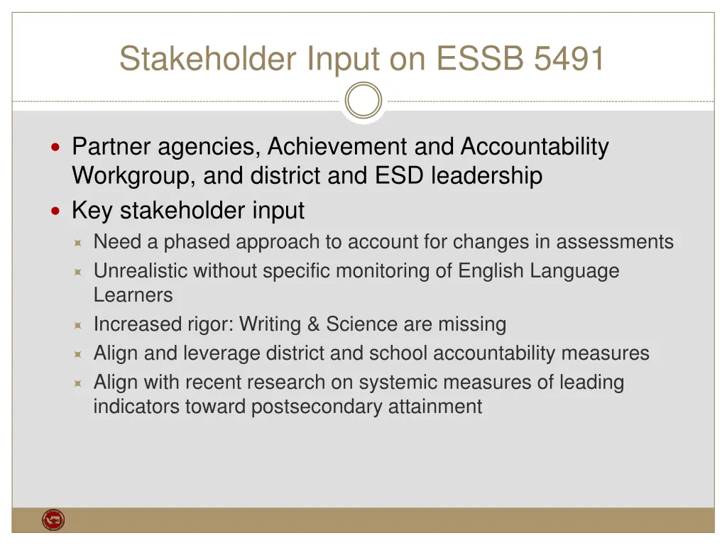 stakeholder input on essb 5491