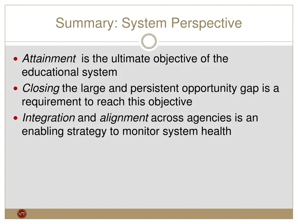 summary system perspective