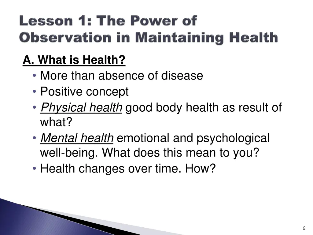 a what is health more than absence of disease