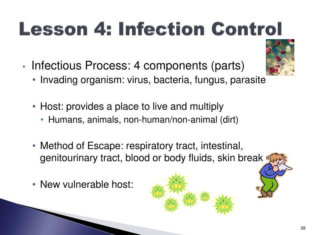 infectious process 4 components parts invading
