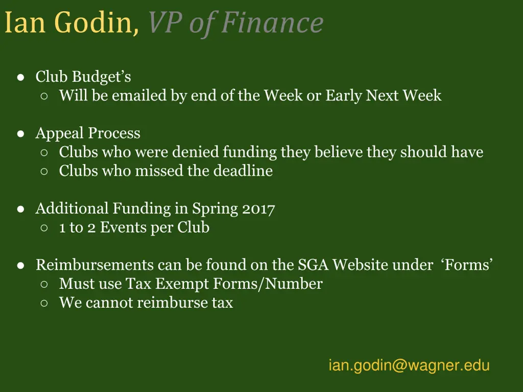 ian godin vp of finance
